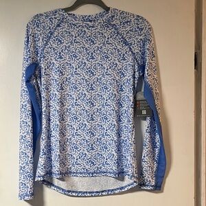 Blue and White Women's UPF Long Sleeve Top